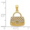 14K Two Tone Gold Reversible Heart Handbag Pendant Charm Jewelry 21 x 15 mm